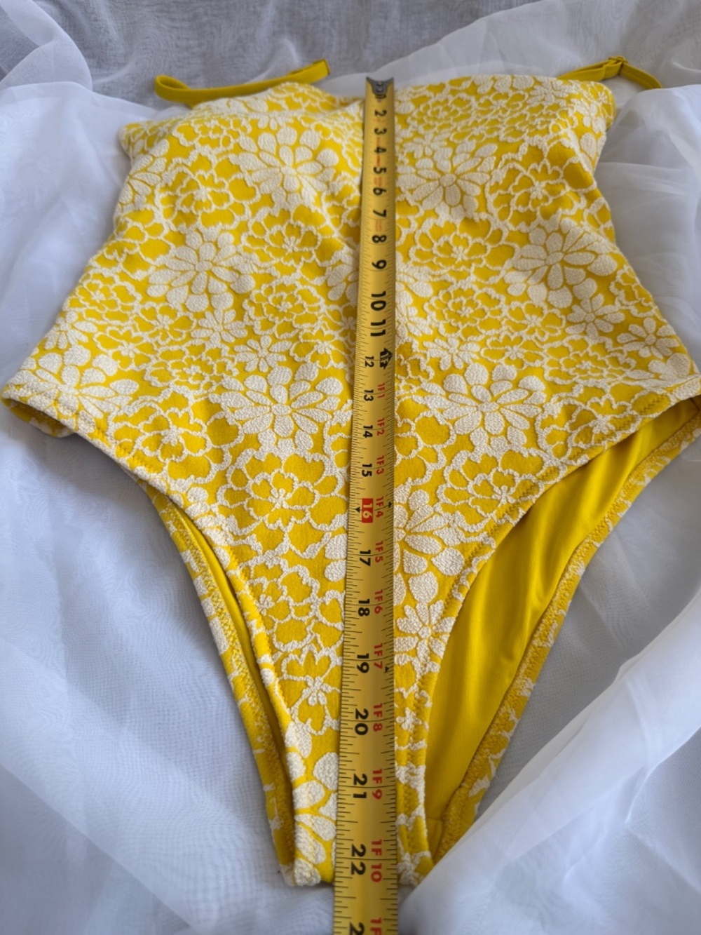 Aerie Yellow and White Floral Cheeky Swimsuit Size Large - Picture 3 of 6